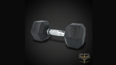 IronCore 10kg rubber‑coated hex dumbbell for strength training and muscle building workouts