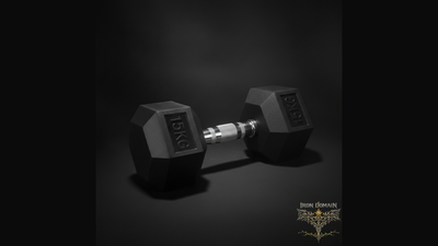 IronCore 15kg rubber hex dumbbell for strength training and muscle building workouts