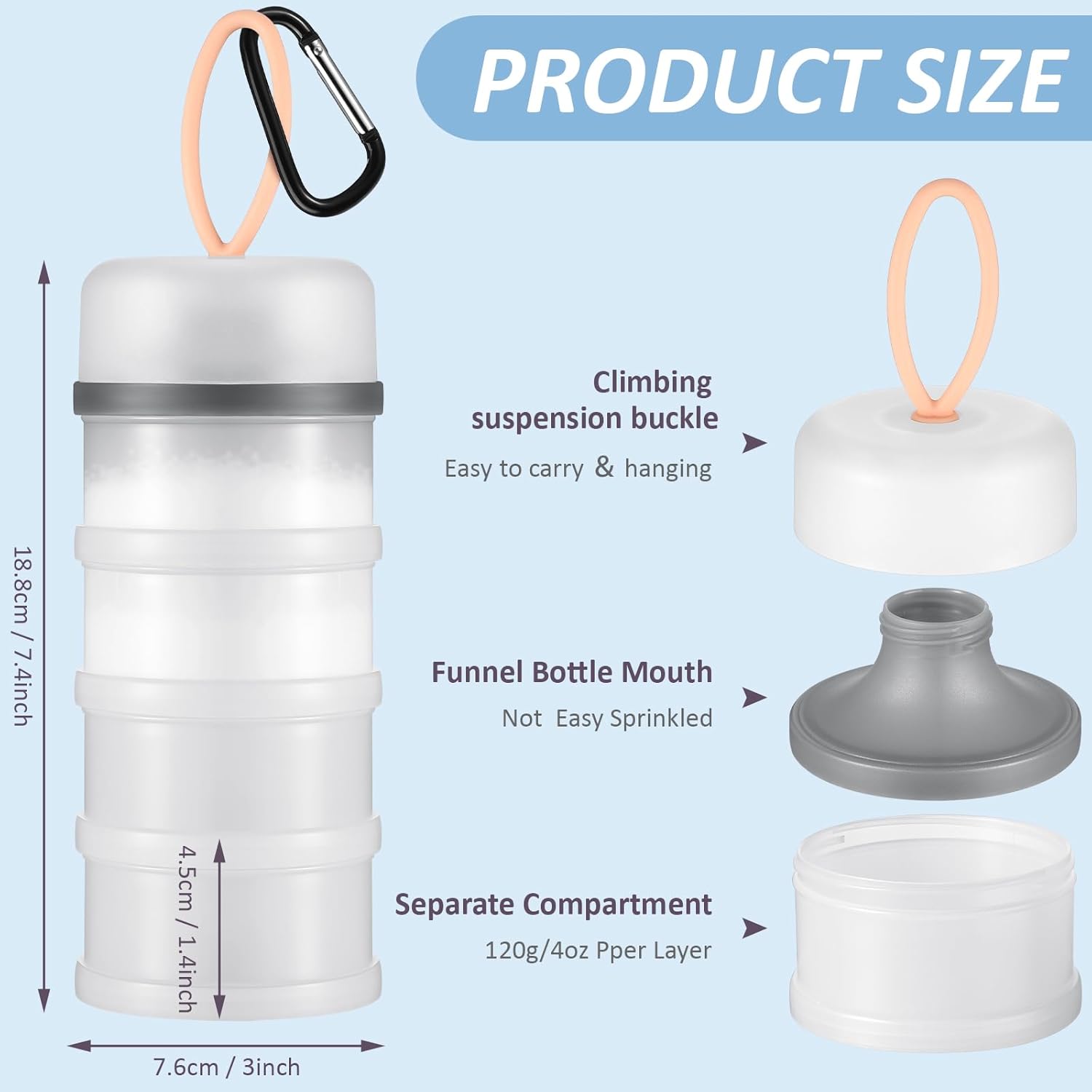 ProPortion Stackable Protein Powder Dispenser — 2-Pack Travel Containers with Funnels & Keychain