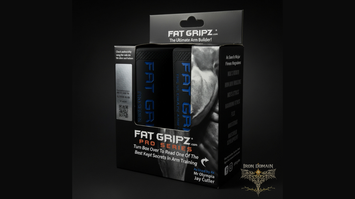 Thick grip trainer attached to barbell for grip strength and upper body strength training