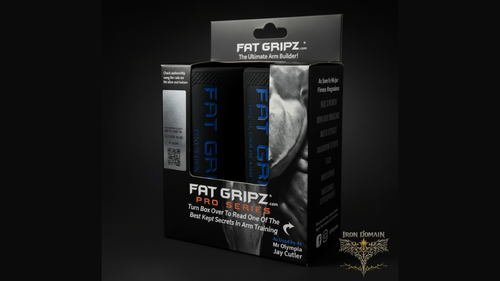 Thick grip trainer attached to barbell for grip strength and upper body strength training