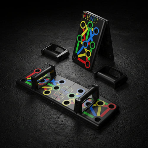 CoreForce Foldable Push-Up Board System — Adjustable, Color-Coded Upper-Body Trainer