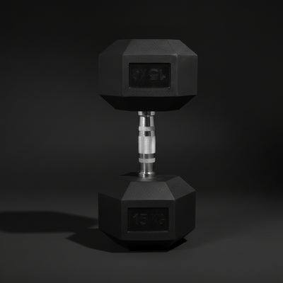 IronCore 15KG Rubber Hex Dumbbell – Premium Strength Training Weight